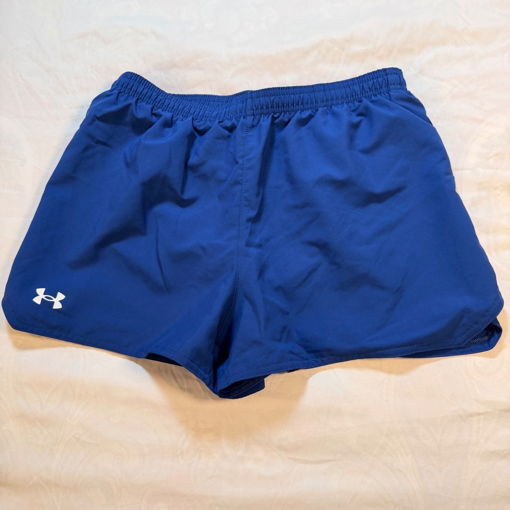 Under Armour Womens Fly By Running Shorts Blue Small Elastic Waist Athletic Gym